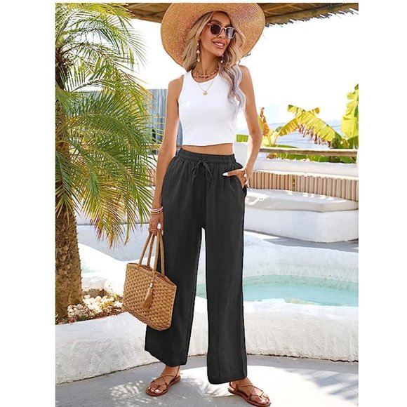 Women's Cotton Wide Leg Pants L *NWOT* - Picture 3 of 4